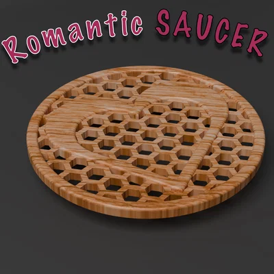 Đế lót ly hình trái tim Romantic SAUCER - Thiết kế 3D lãng mạn