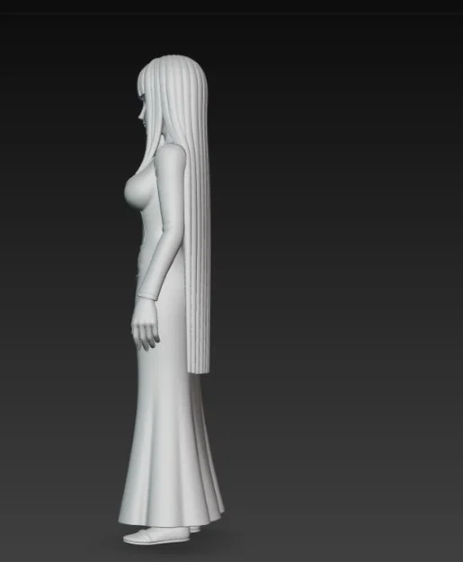 Mô hình 3D nhân vật nữ tóc dài diện váy thanh lịch để in ấn - Image 2