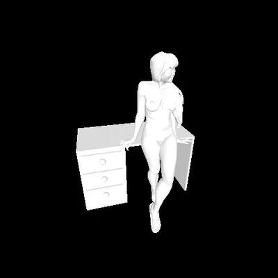 Mô hình 3D người phụ nữ tựa bàn làm việc - File STL chất lượng