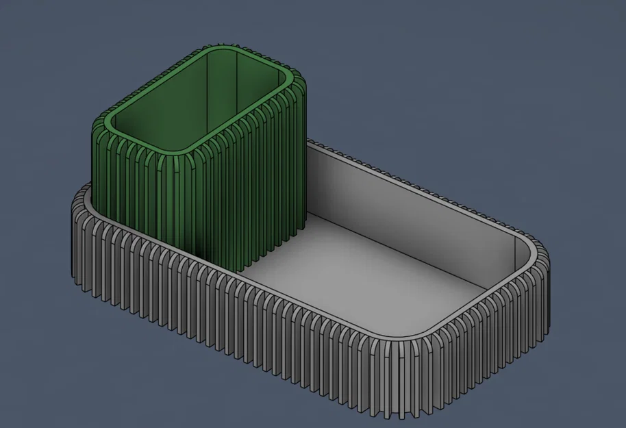 Bộ Khay Để Bàn Ribbed Hiện Đại / Ống Đựng Bút & Khay Đựng Đồ Đa Năng - Image 1