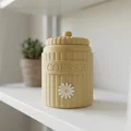 Hũ Đựng Cà Phê Có Rãnh Với Họa Tiết Hoa Cúc - Thumbnail 1