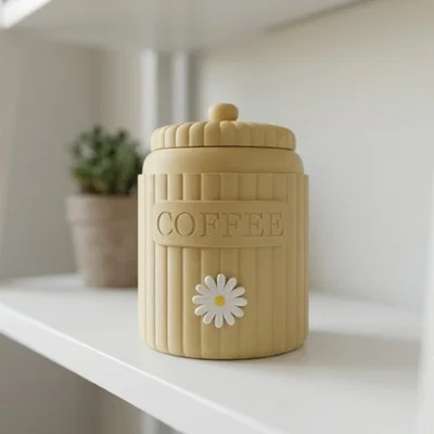 Hũ Đựng Cà Phê Có Rãnh Với Họa Tiết Hoa Cúc