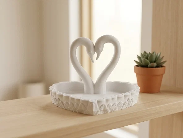 Khay Đựng Trang Sức Hình Thiên Nga Trái Tim - Image 1