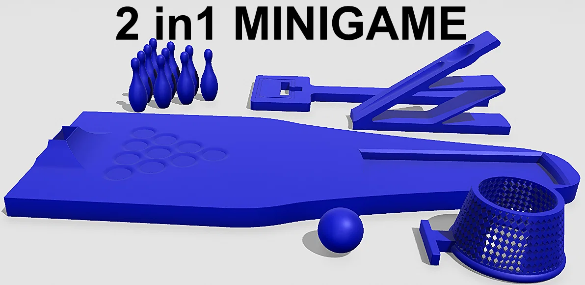 Bộ trò chơi giải trí 2 trong 1: Bóng rổ và Bowling mini in 3D - Image 1