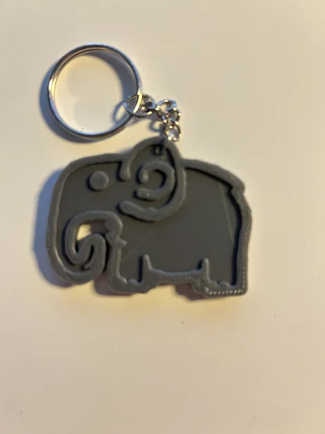 Móc khóa hình Voi — Thiết kế đường nét tối giản - Image 1