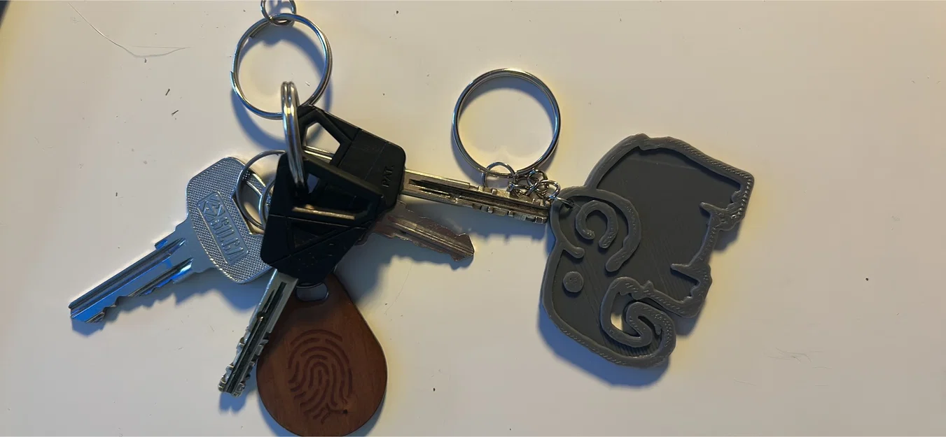 Móc khóa hình Voi — Thiết kế đường nét tối giản - Image 2