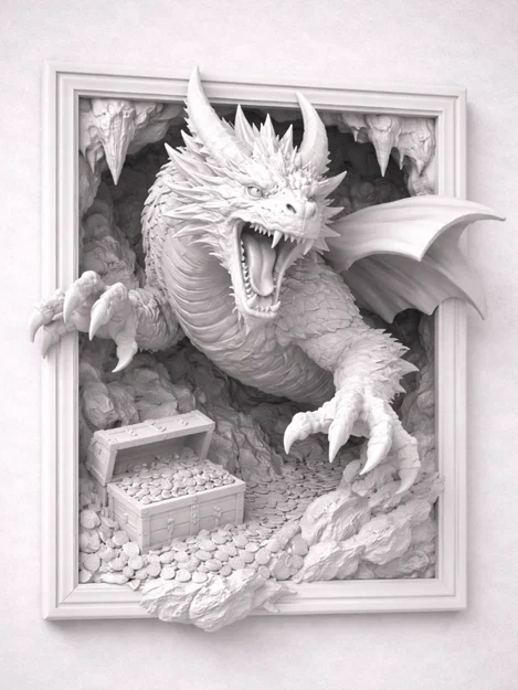 Mô hình 3D Rồng trong hang báu vật đầy chi tiết cho trang trí - Image 1