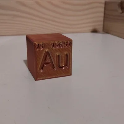 Mô hình khối lập phương nguyên tố Vàng (Gold Cube Element) in 3D
