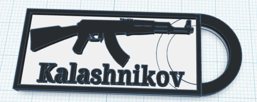Mẫu móc khóa in 3D hình súng AK-47 Kalashnikov cá tính 1