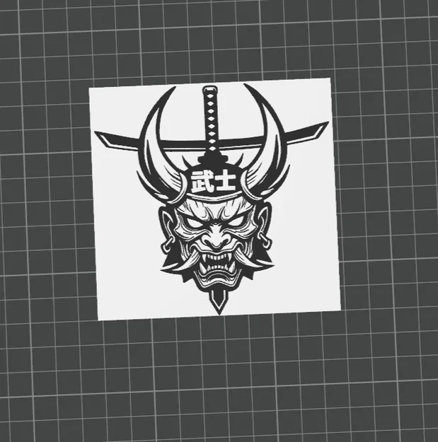 Bức Tranh Treo Tường Samurai Oni Nhật Bản - Mặt Nạ Oni & Kiếm Katana - In 3D - Image 1