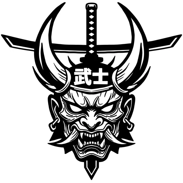 Bức Tranh Treo Tường Samurai Oni Nhật Bản - Mặt Nạ Oni & Kiếm Katana - In 3D - Image 2