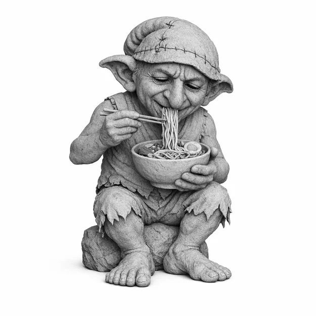 Mô hình 3D yêu tinh đang ăn mì ramen - Image 1