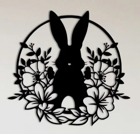 Tranh treo tường thỏ và hoa - Trang trí lễ Phục sinh độc đáo - Image 1