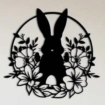 Tranh treo tường thỏ và hoa - Trang trí lễ Phục sinh độc đáo