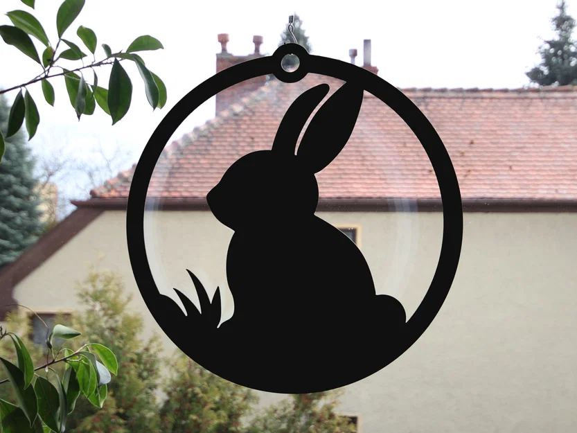 Tranh treo tường, trang trí cửa sổ hình chú thỏ Phục sinh - Image 1