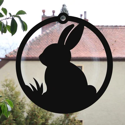 Tranh treo tường, trang trí cửa sổ hình chú thỏ Phục sinh