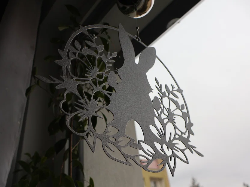 Tranh treo tường, trang trí cửa sổ hình chú thỏ Phục Sinh và hoa - Image 8