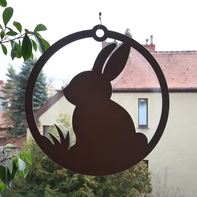 Tranh treo tường, trang trí cửa sổ hình chú thỏ Phục sinh