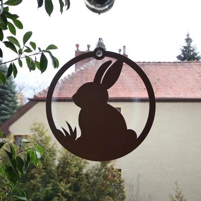 Tranh treo tường, trang trí cửa sổ hình chú thỏ Phục sinh