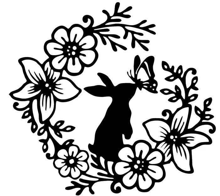 Tranh treo tường 3D hình chú thỏ Phục sinh hoa bướm siêu xinh - Image 1