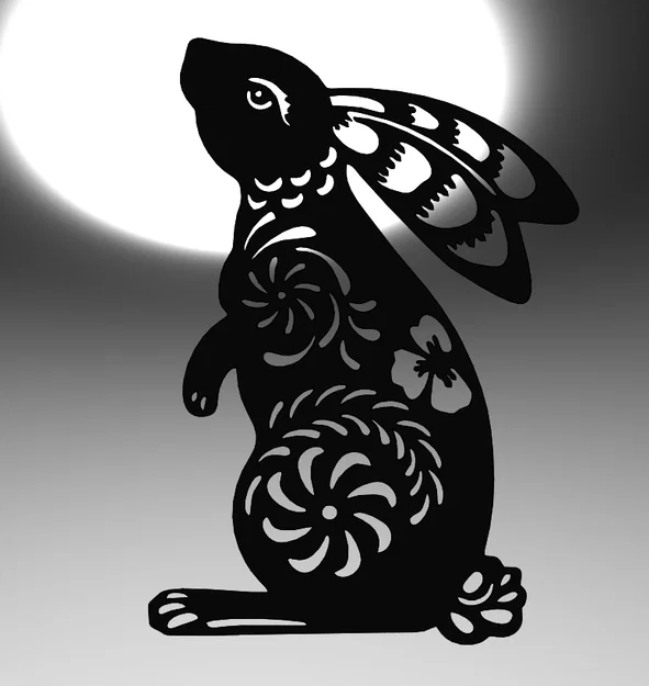 Mô hình chú thỏ Phục sinh với họa tiết hoa - Dạng Line Art - Image 1