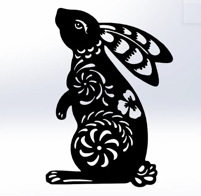 Mô hình chú thỏ Phục sinh với họa tiết hoa - Dạng Line Art - Image 2