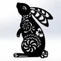 Mô hình chú thỏ Phục sinh với họa tiết hoa - Dạng Line Art - Thumbnail 2