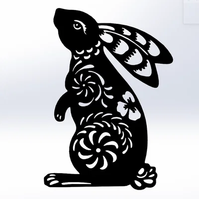 Mô hình chú thỏ Phục sinh với họa tiết hoa - Dạng Line Art