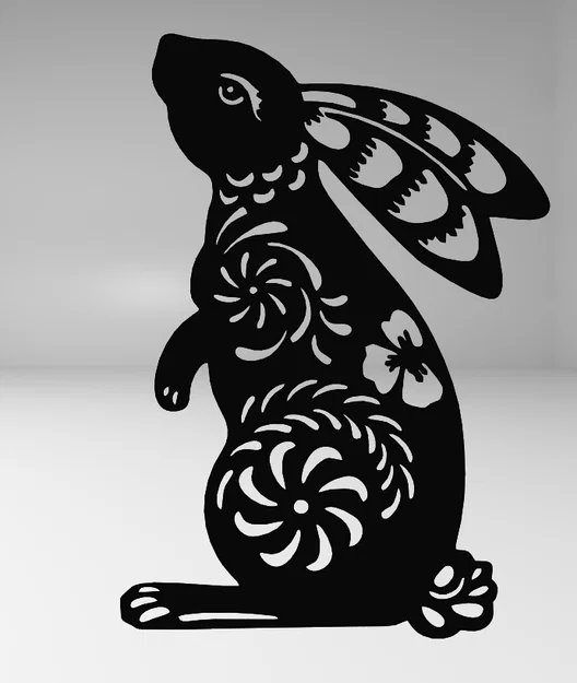 Mô hình chú thỏ Phục sinh với họa tiết hoa - Dạng Line Art - Image 3