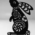 Mô hình chú thỏ Phục sinh với họa tiết hoa - Dạng Line Art - Thumbnail 3