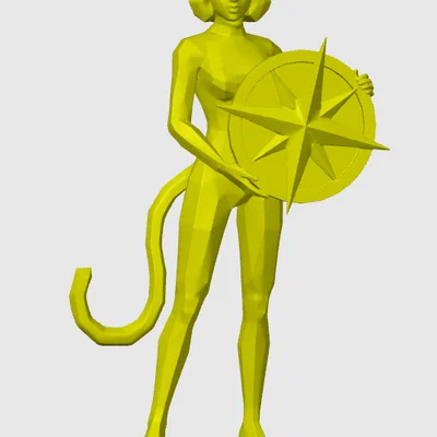 Mô hình Low-poly catgirl 2 cầm la bàn