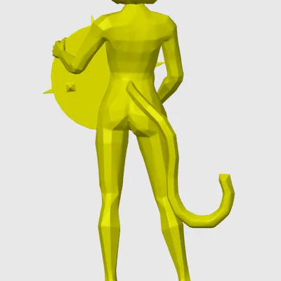 Mô hình Low-poly catgirl 2 cầm la bàn