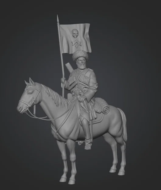 Mô hình 3D chiến binh Uryadnik cưỡi ngựa lịch sử Nga - Image 1