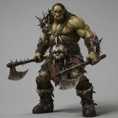 Mô hình chiến binh Ork cầm rìu (Ork Warrior with Axe 7) in 3D