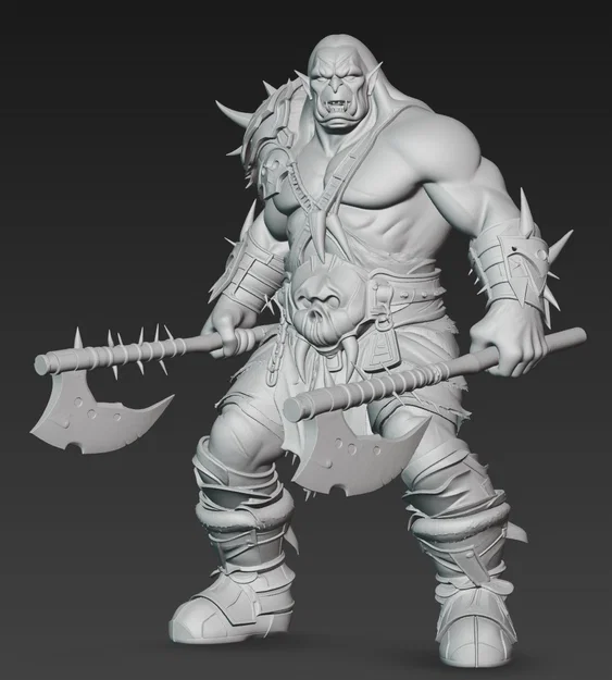 Mô hình chiến binh Ork cầm rìu (Ork Warrior with Axe 7) in 3D - Image 2