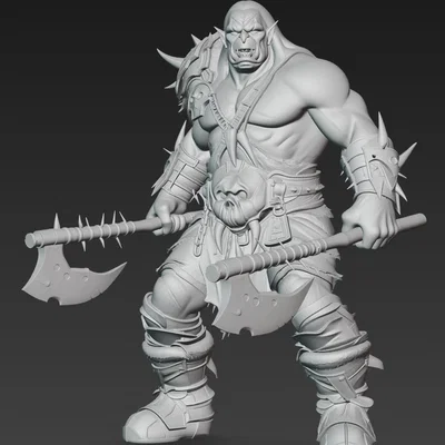 Mô hình chiến binh Ork cầm rìu (Ork Warrior with Axe 7) in 3D