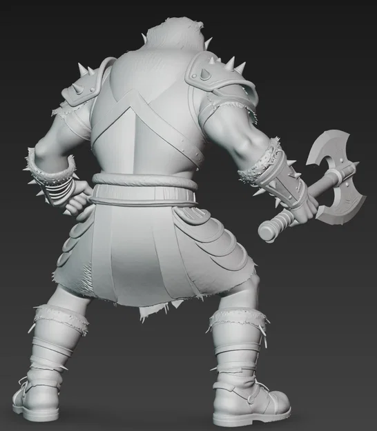 Mô hình chiến binh Ork với rìu chiến cực ngầu cho in 3D - Image 3