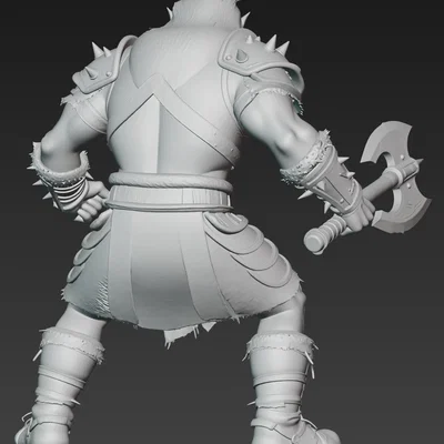 Mô hình chiến binh Ork với rìu chiến cực ngầu cho in 3D