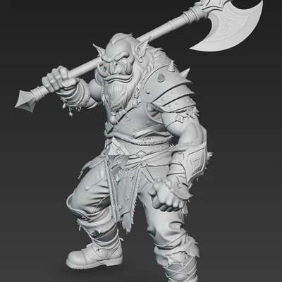 Mô hình Chiến binh Orc cầm Rìu cực chất cho in 3D