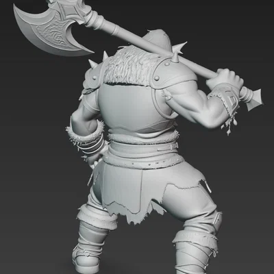 Mô hình Chiến binh Orc cầm Rìu cực chất cho in 3D