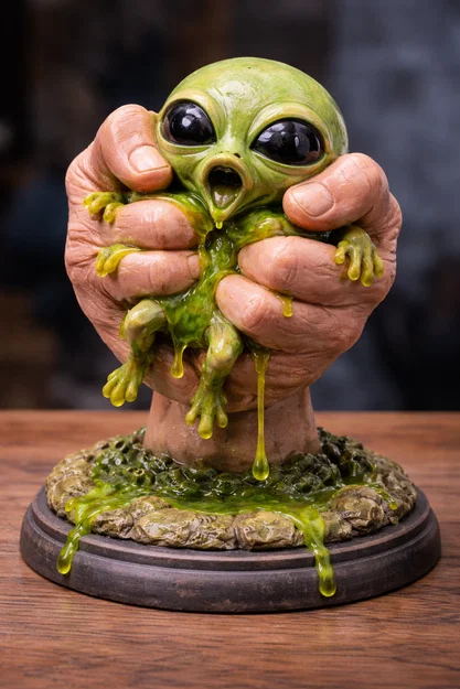 Mô hình 3D Squeeze an Alien cực chất trang trí bàn làm việc - Image 2