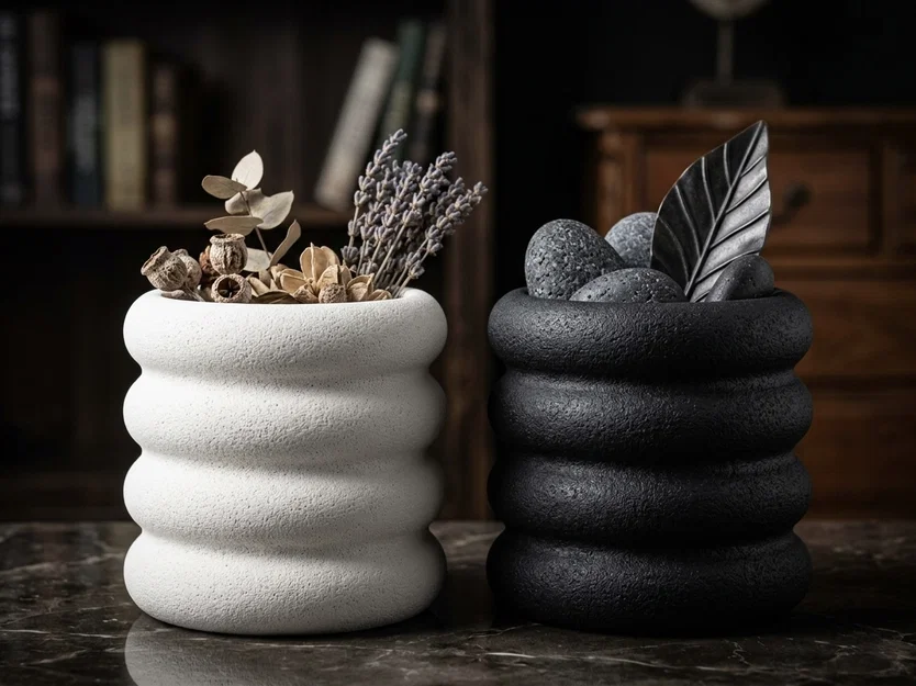 Mẫu in 3D Vase và khay đựng đồ phong cách Bubble Wave sang trọng - Image 1