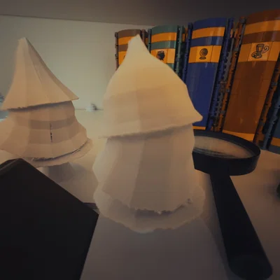 Mô hình 3D lều cắm trại origami cùng cây xanh độc đáo