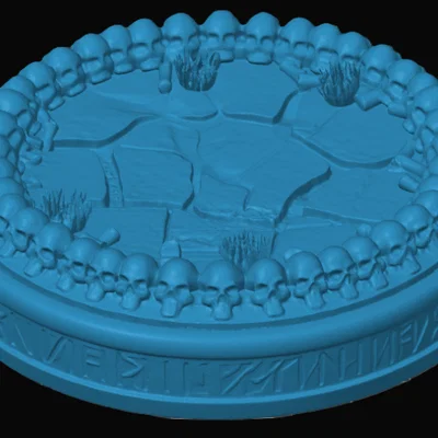 Đế mô hình miniature chủ đề Ring of Skulls cho game RPG và D&D