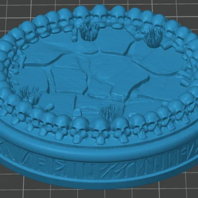 Đế mô hình miniature chủ đề Ring of Skulls cho game RPG và D&D