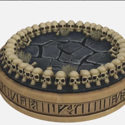 Đế mô hình miniature chủ đề Ring of Skulls cho game RPG và D&D