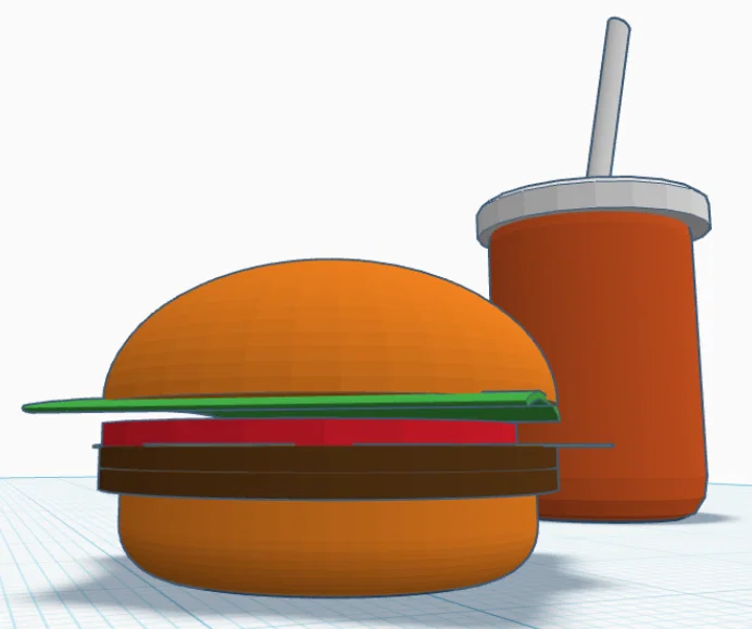 Mô hình 3D Burger và ly nước giải khát trang trí - Image 1