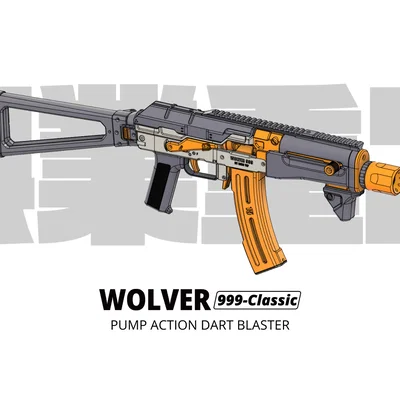 Wolver 999-Classic (Pump Action Dart Blaster) - Chỉ bán file STL
