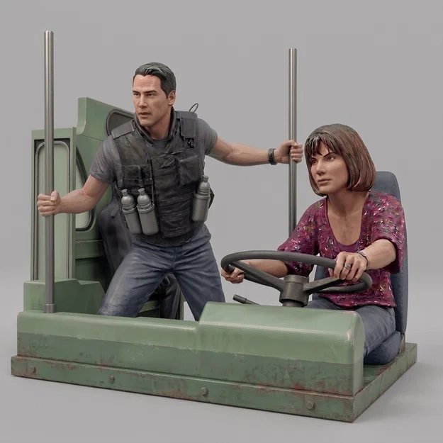 Mô hình 3D Keanu Reeves và Sandra Bullock trong phim Speed (1994) - Image 1