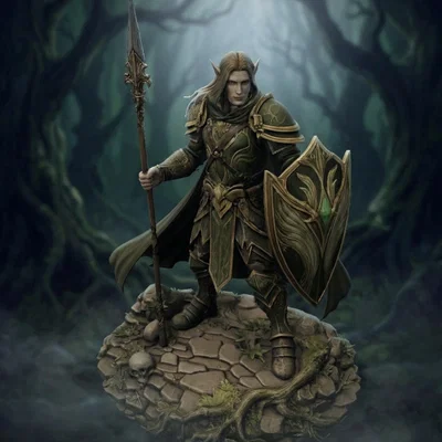 Bloodbound Realms – Elf – Spear Warden Sentinel (Mô hình 3D STL Dark Fantasy)